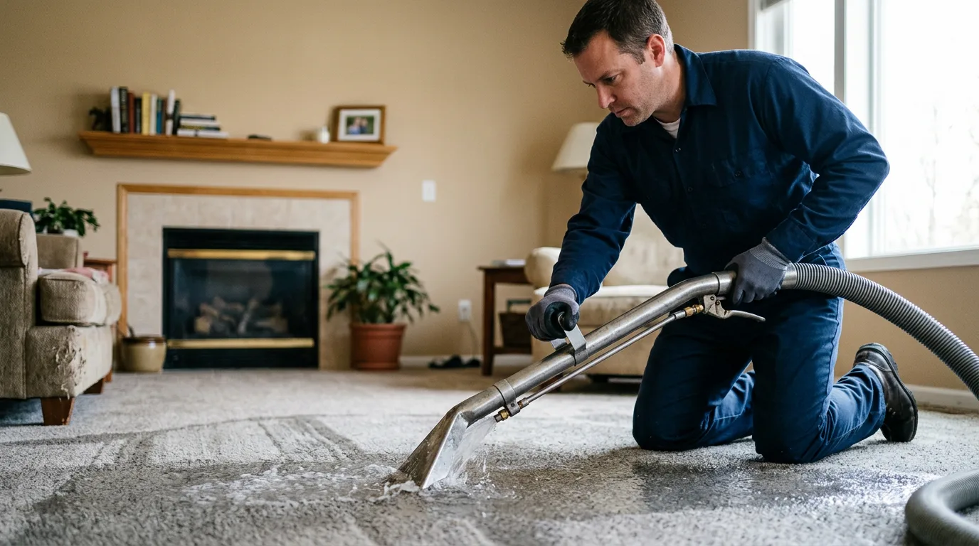 Water damage restoration technician working near Dawson, ND